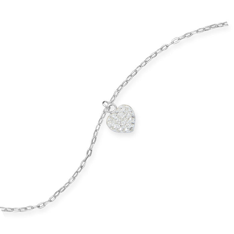 9" + 1" Swarovski Crystal Heart Charm Anklet