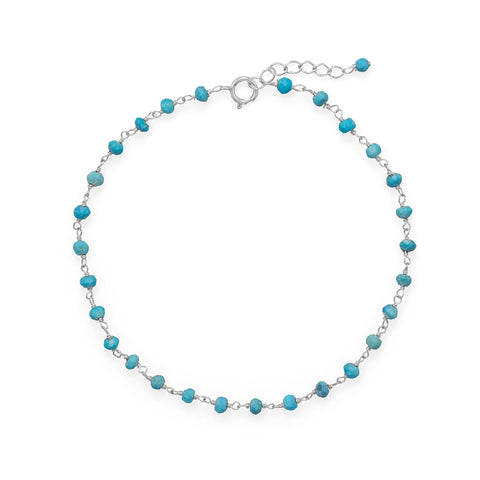 Blue Sea! 9.5" + 1" Turquoise Bead Anklet