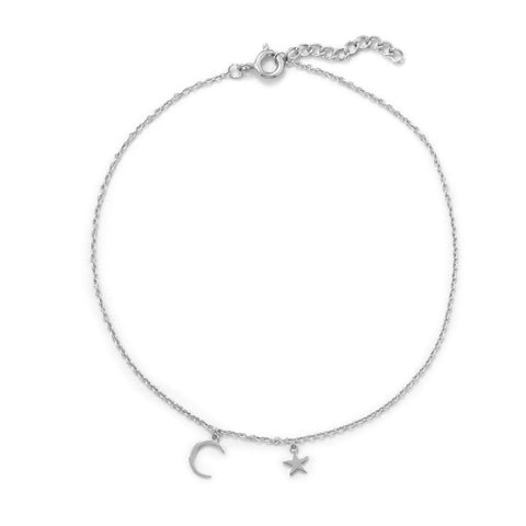 Rhodium Plated "My Moon and Stars" Anklet