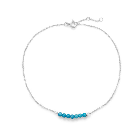 9.5" + .5" + .5" Blue Howlite Bead Bar Anklet