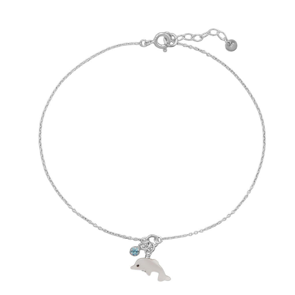 9.5" + 1" Dolphin and Crystal Anklet