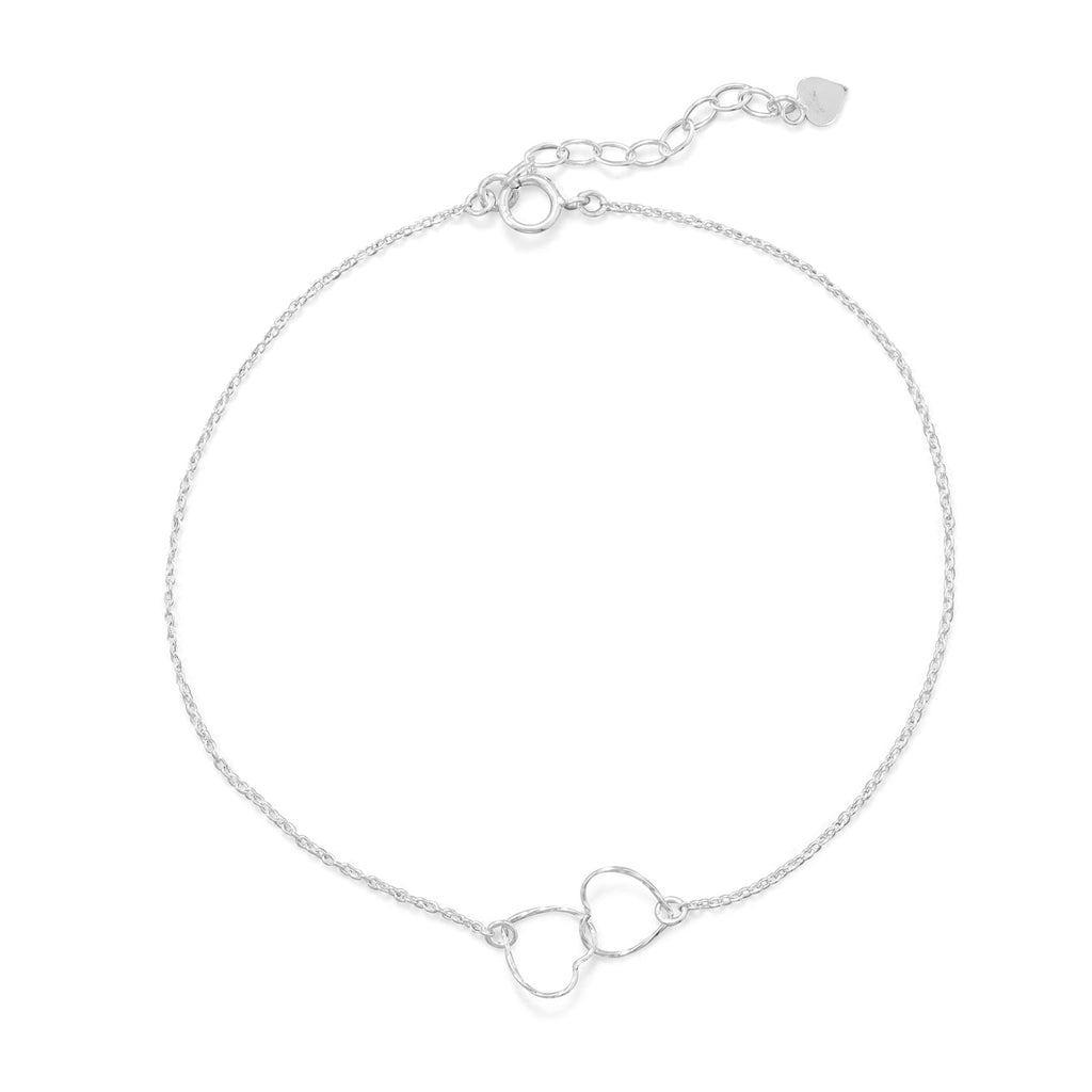 9" + 1" Interlocking Twisted Wire Hearts Anklet