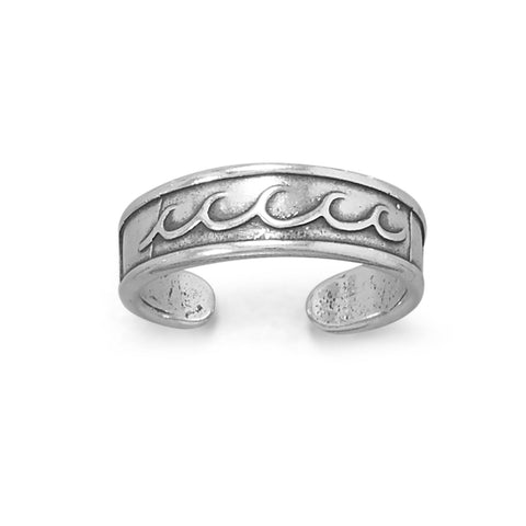 Oxidized Wave Design Toe Ring