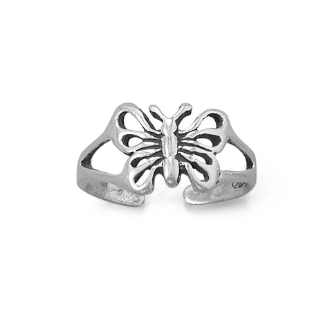 Oxidized Sweet Butterfly Toe Ring