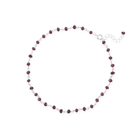 9.5" + 1" Glam Garnet! Bead Anklet