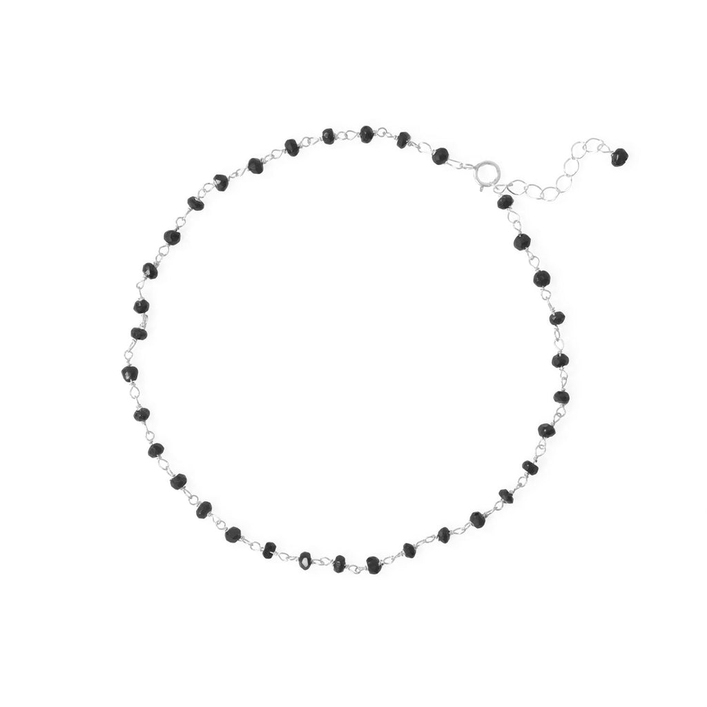 Midnight Magic! 9.5" + 1" Black Spinel Bead Anklet