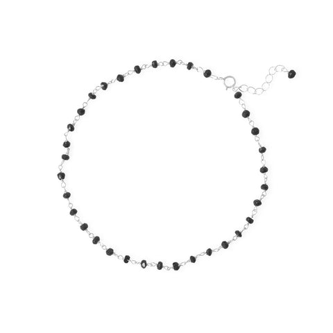 Midnight Magic! 9.5" + 1" Black Spinel Bead Anklet