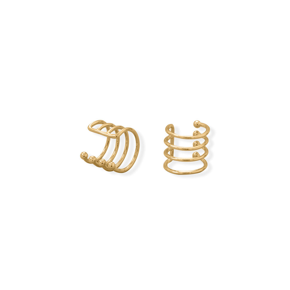 14 Karat Gold Plated Four Row Ear Cuffs