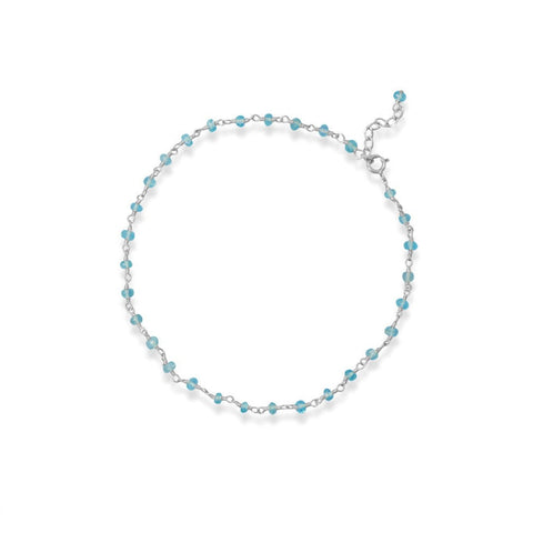 Sea Breeze Blue! 9.5" + 1" Apatite Bead Anklet