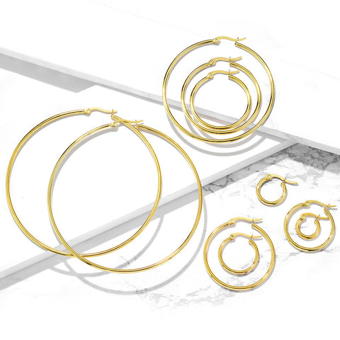 Stainless Steel Gold IP Hoop Earrings