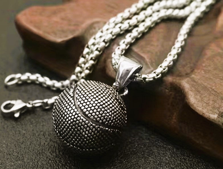 Silver Stainless Steel Basketball Hoop Necklace