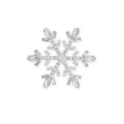 Silver Tone Large Crystal Snowflake Fashion Pin