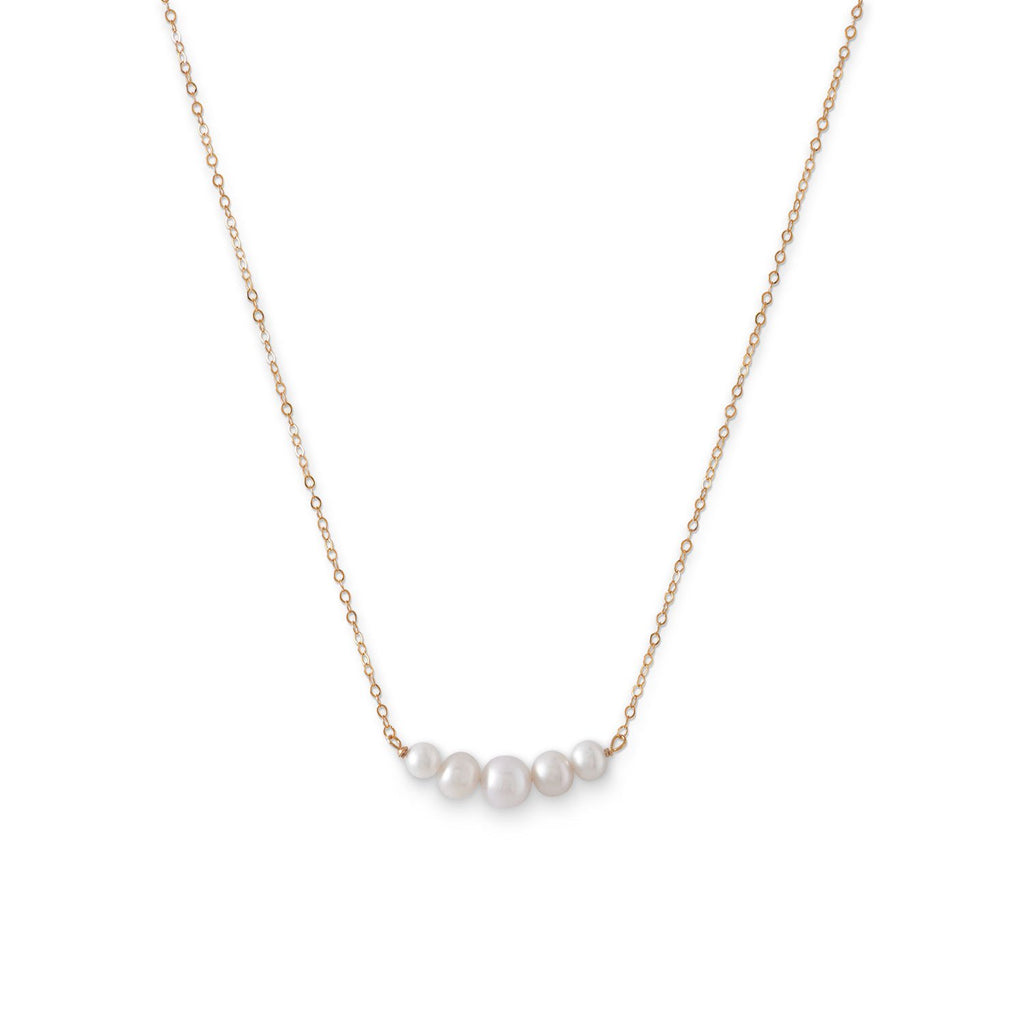 14 Karat Gold Necklace with 5 Cultured Freshwater Pearls