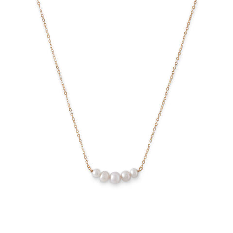 14 Karat Gold Necklace with 5 Cultured Freshwater Pearls