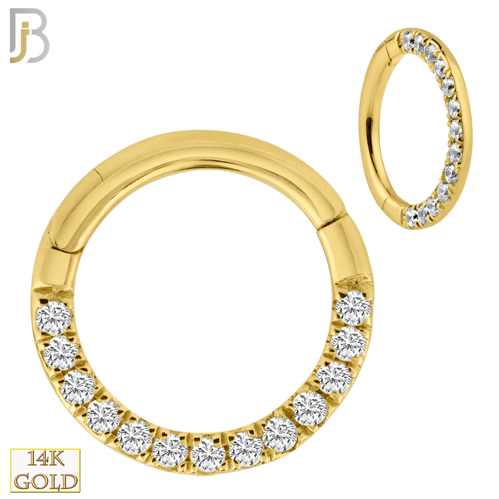 14K Solid Gold Hinged Hoops with Multi Zircon