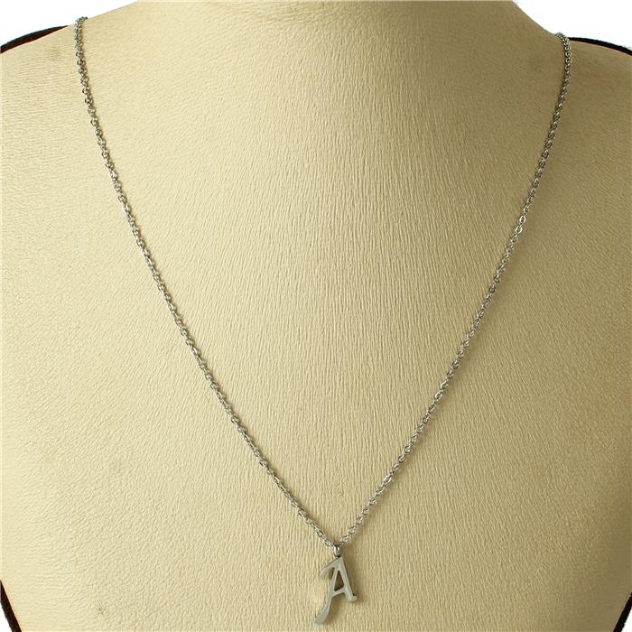 Stainless Steel Monogram Unisex Pendant Necklace - A-Z