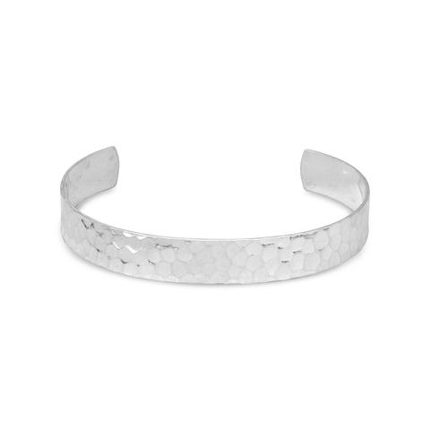 Sterling Silver 9.5mm Hammered Cuff