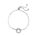 Rhodium Plated Adjustable Circle Hinge Charm Capable Bolo Bracelet