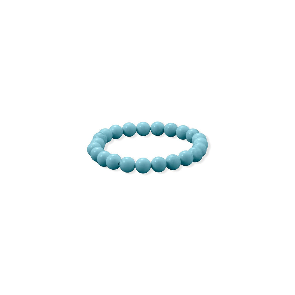 8mm Round Sky Blue Magnesite Stretch Bracelet