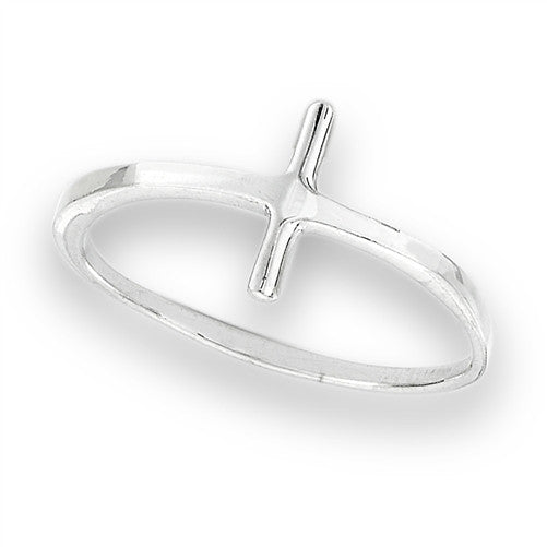 Sterling Silver Thin High Polish Cross Ring