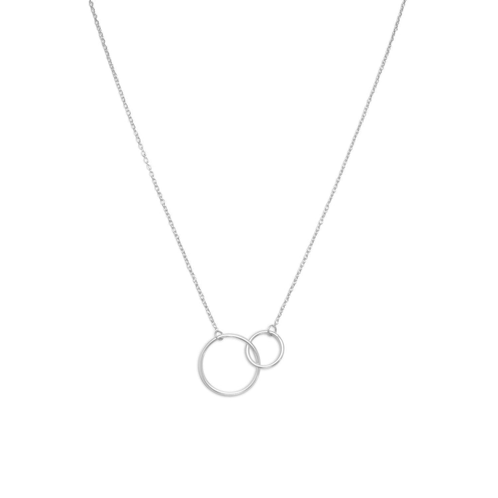 16" + 2" Rhodium Plated Circle Link Necklace