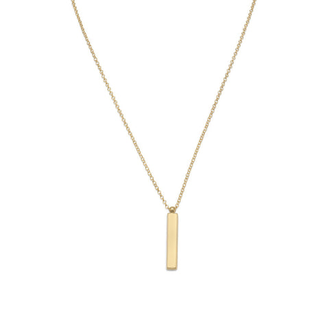 18" 14 Karat Gold Plated Drop Bar Necklace