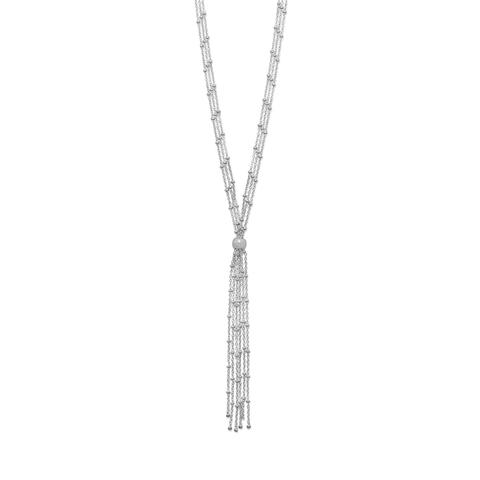 Sterling Silver Rhodium Plated Satellite Bolo Necklace