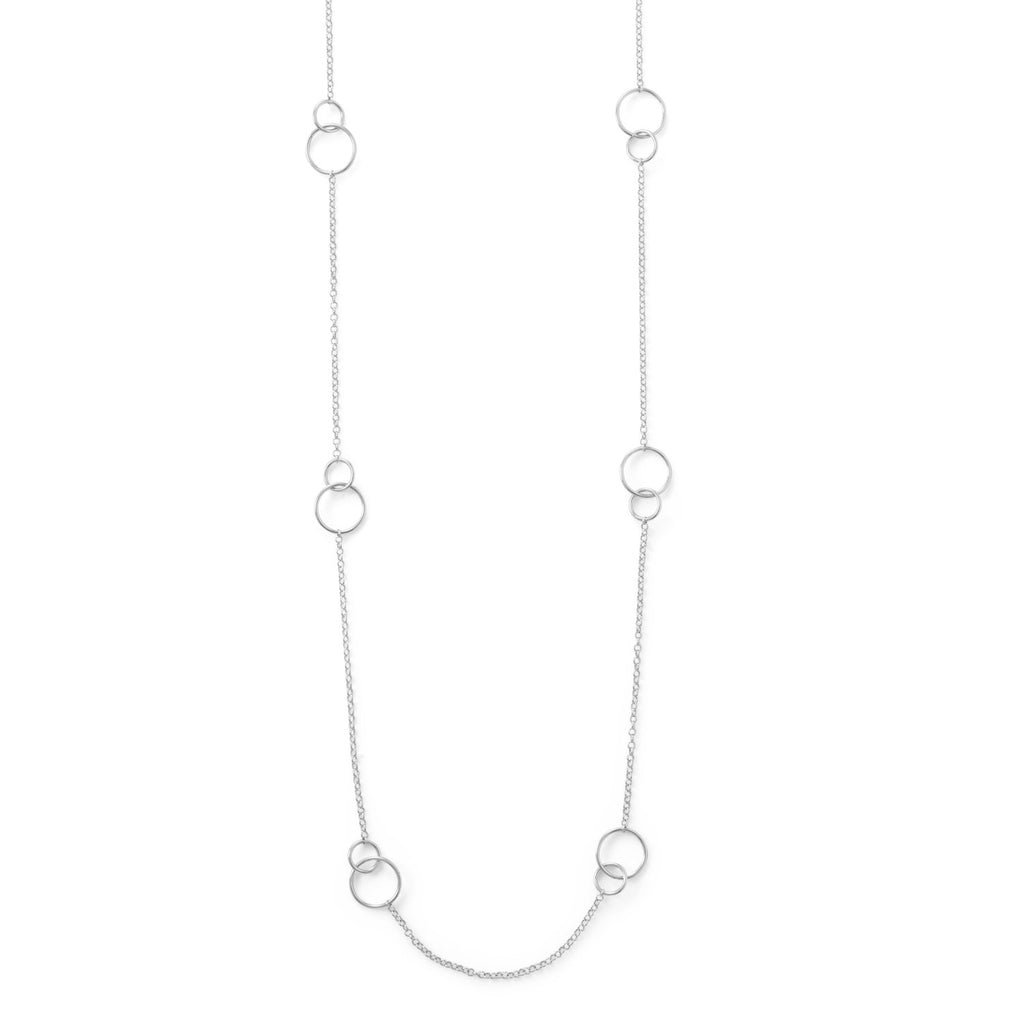 32" Rhodium Plated Double Link Circle Necklace