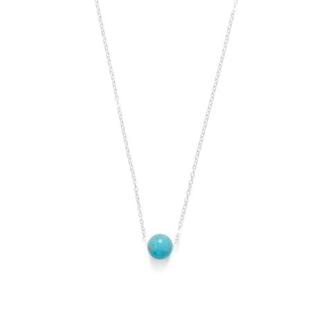 Sterling Silver Floating Blue Magnesite Bead Necklace