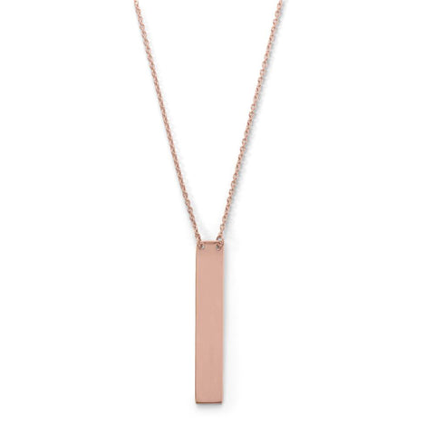16" + 2" 14 Karat Rose Gold Plated Vertical Bar Drop Necklace