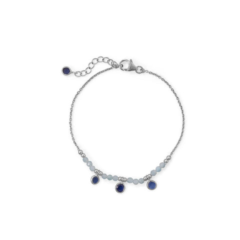 Blue Baubles! 7"+1" Rhodium Plated Aquamarine and Blue Quartz Bracelet
