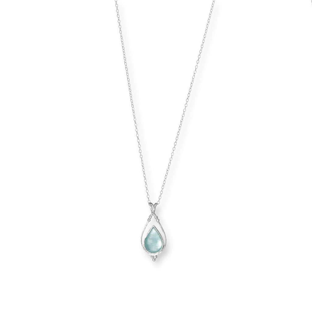 18" Open Pear and Aqua Roman Glass Necklace