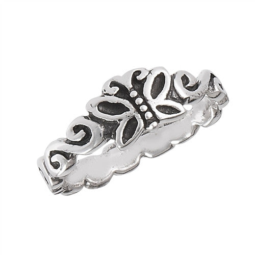 Sterling Silver Black Butterfly Ring