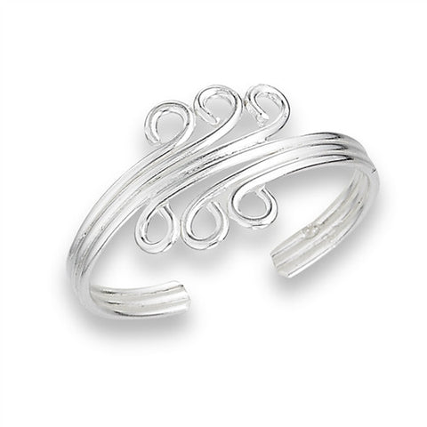 Sterling Silver Double Triple Swirl Toe Ring