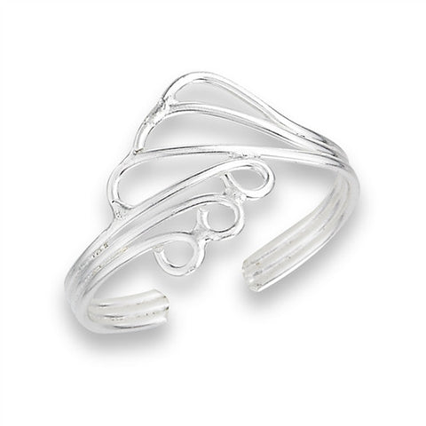 Sterling Silver Wire Wrap Swirl Toe Ring