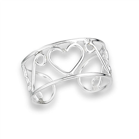Sterling Silver Wire Wrap Heart Toe Ring