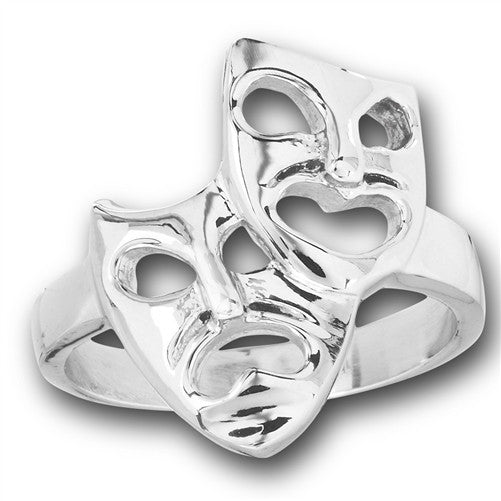 Stainless Steel Comedy Tragedy Ring