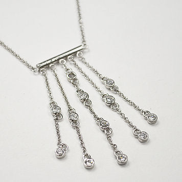 Sterling Silver Drop Stones Designer Inspired Necklace
