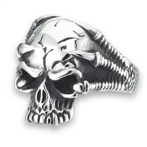 Stainless Steel Skull Ring with Talons