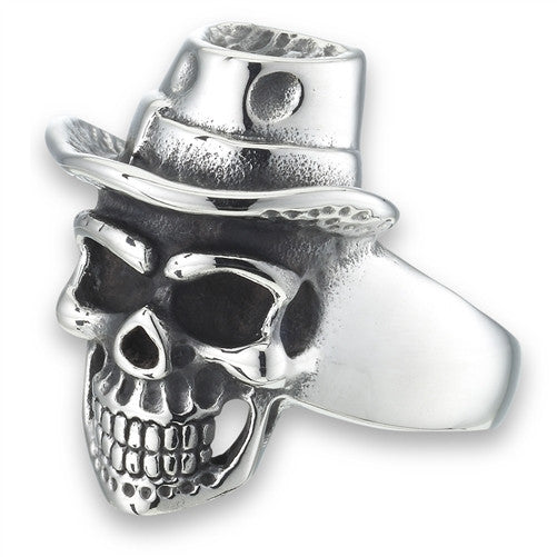 Stainless Steel Skull Ring with A Hat