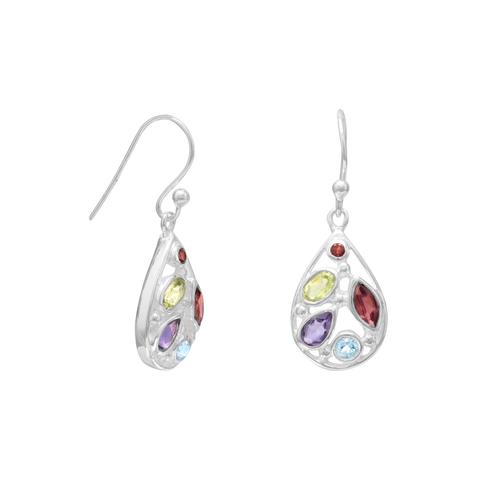 Sterling Silver Multishape Stone French Wire Earrings