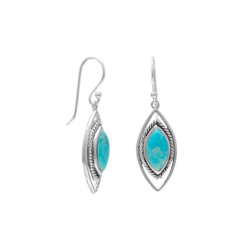 Sterling Silver Marquuise Turquoise Earrings