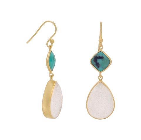 Sterling Silver 14K Gold Plated Turquoise and Druzy
