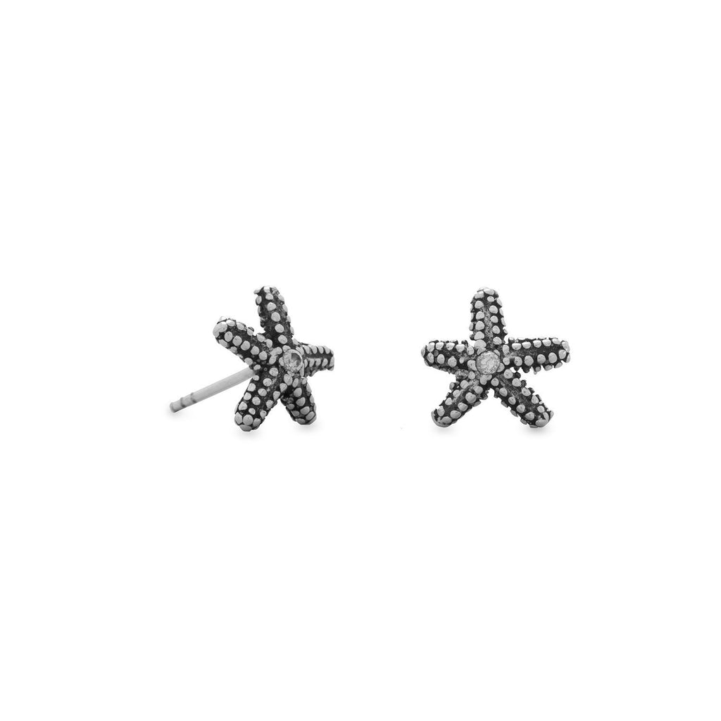 Oxidized Starfish Stud Earrings