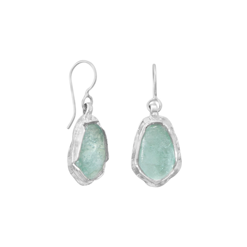 Polished Pear Ancient Roman Glass Drop Earrings