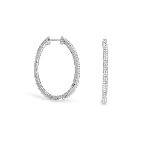 Sterling Silver Rhodium Plated/Out Hoop Earrings