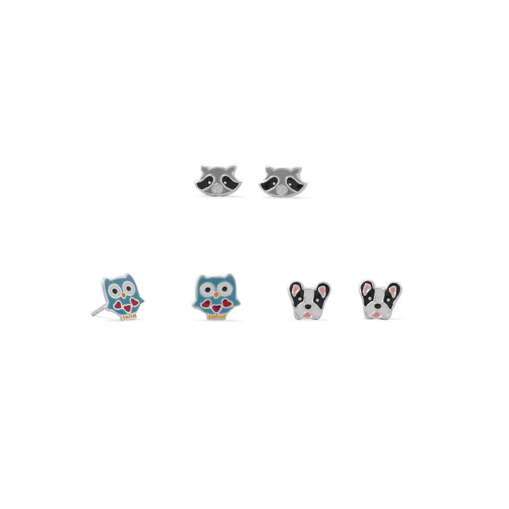 Owl, Raccoon and Dog Earring Set