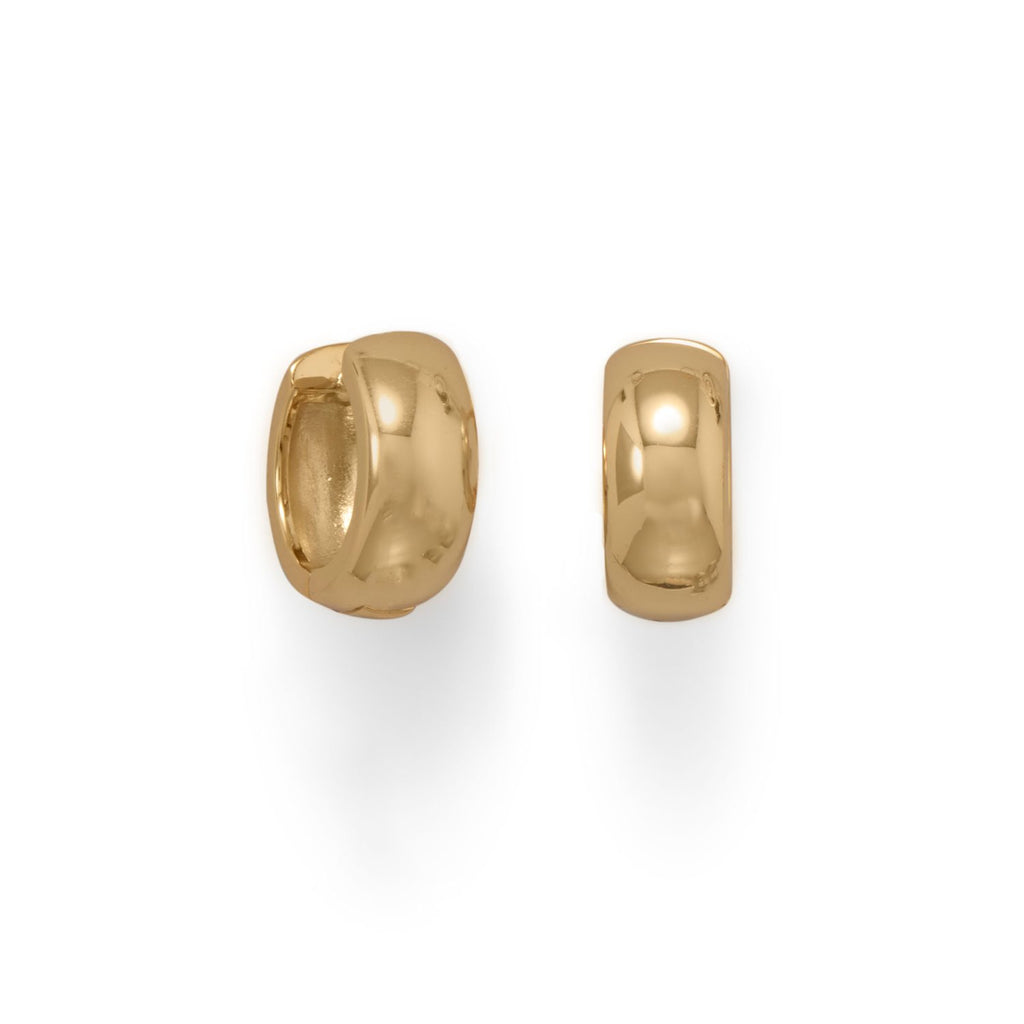 14 Karat Gold Plated Wide Huggie Hoop Earrings
