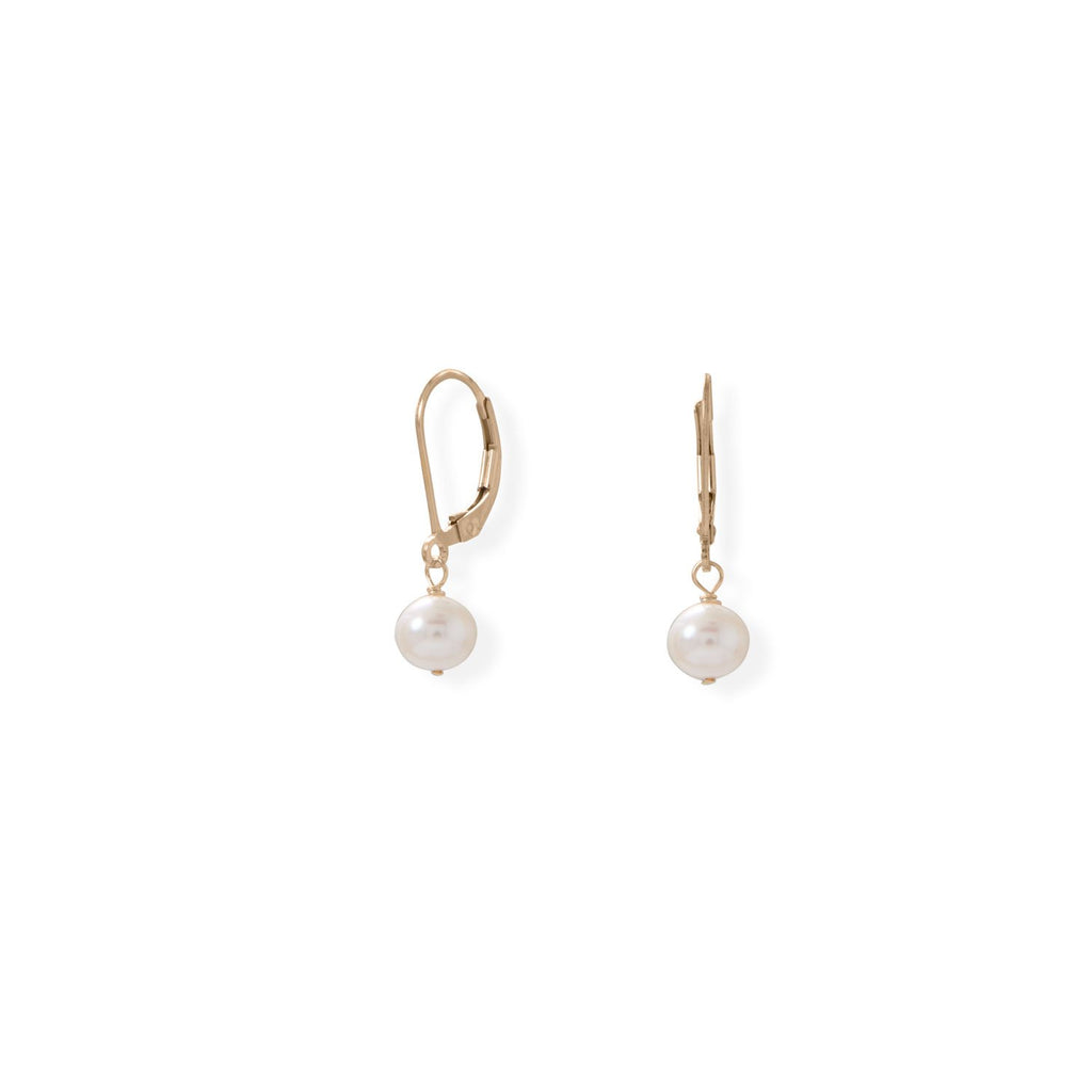 Gold-Filled 6.5mm Cultured Freshwater Pearl Lever Earrings