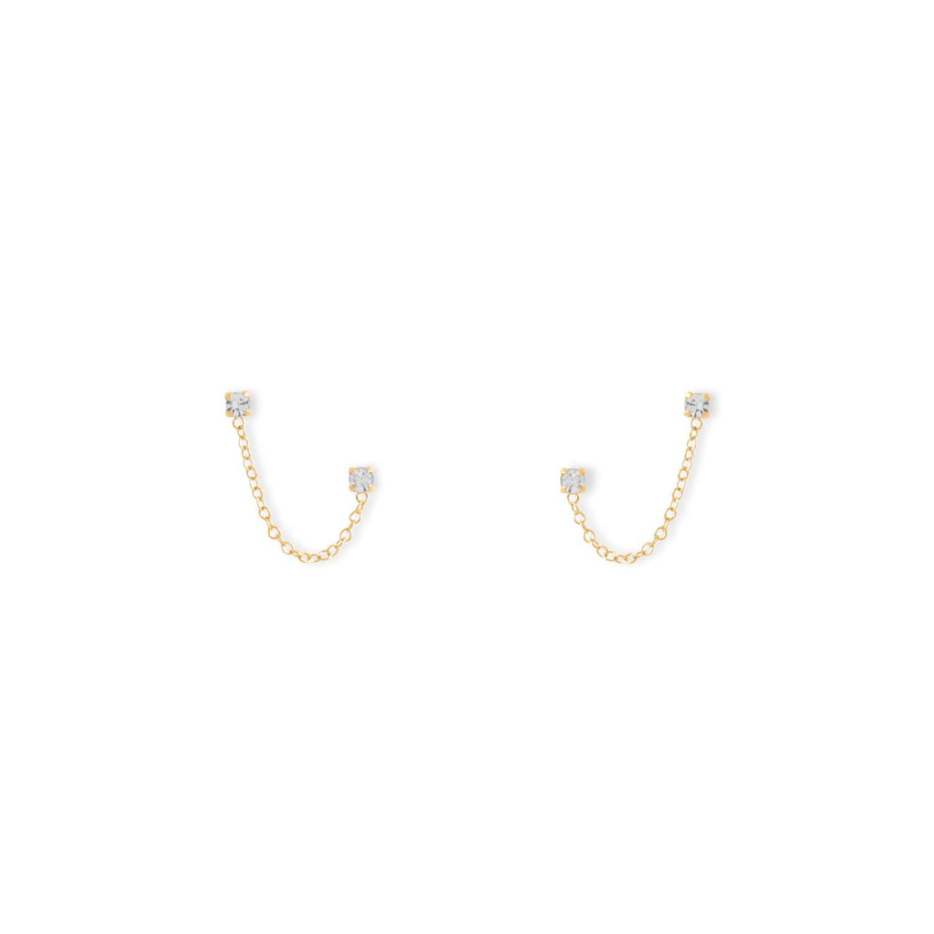 14 Karat Gold Double Post Crystal Earrings